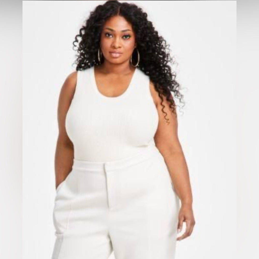 NEW Nina Parker Knitted Sleeveless Blouse - Cream 3X